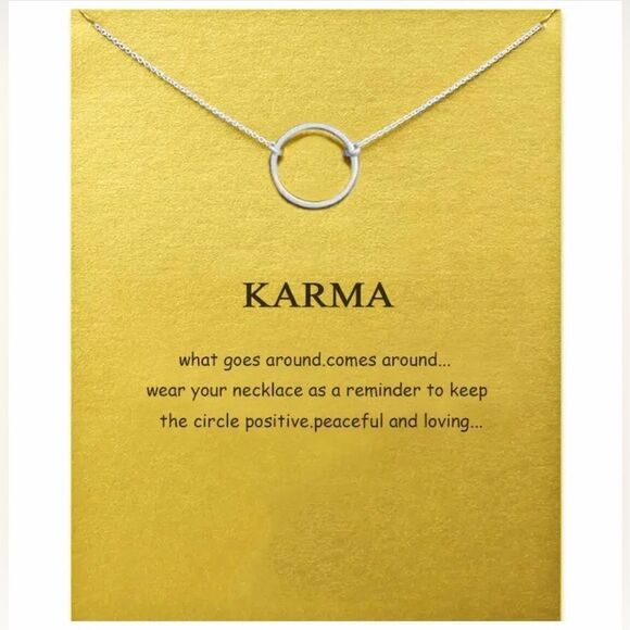 NEW … Silver “Karma” Necklace With Inspirational Card - Picture 1 of 4